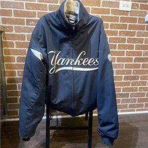 Majestic Dark Blue and White Yankees Varsity Jacket